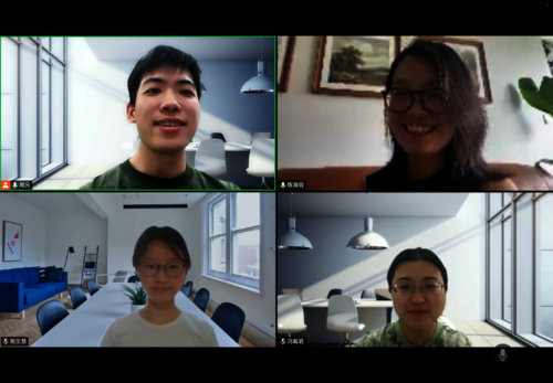 图五陈海容老师在国外访学期间,线上与同学们交流 图五陈海容老师在国外访学期间,线上与同学们交流